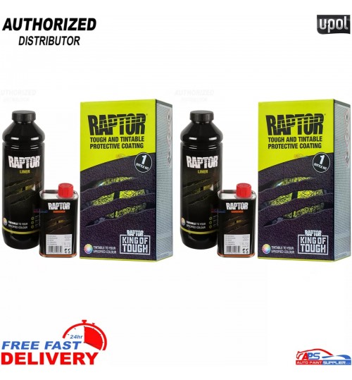 U-POL RAPTOR 2x 1 Bottle Kit – Tintable Tough Bed Liner with Hardener